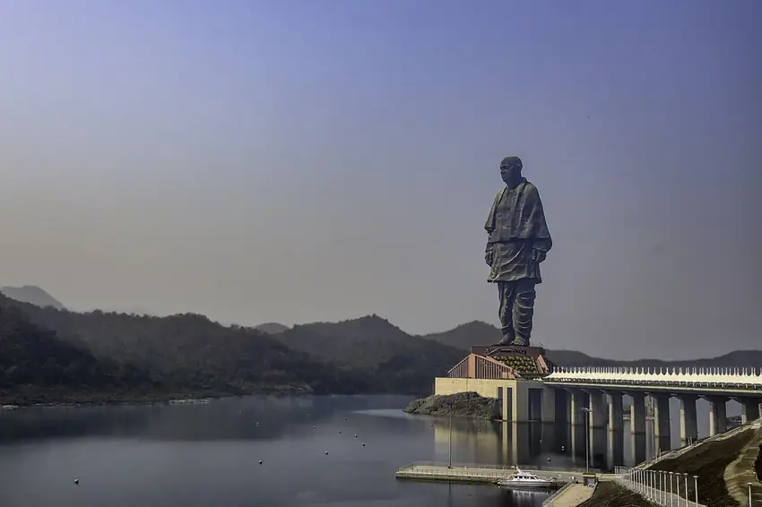 Statue of Unity over the Narmada at Kevadia, Gujarat
